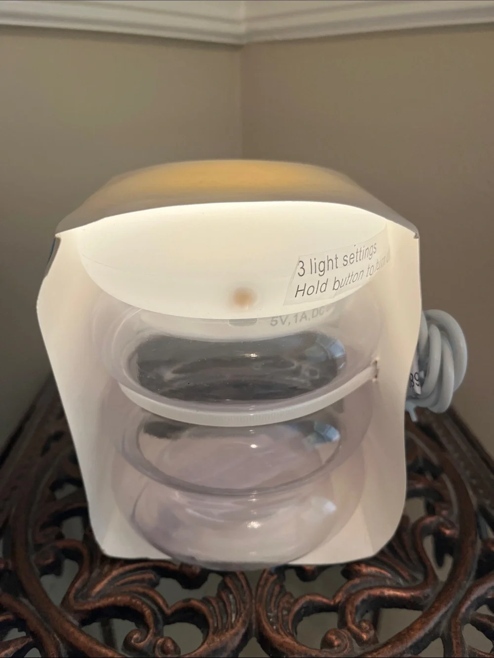 CLEAR Room Essentials LED Jewelry Storage Lamp 3 Settings - Rechargeable NWT